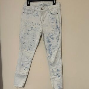 Old Navy White Skinny Jeans with Blue Tie-Dye Accents